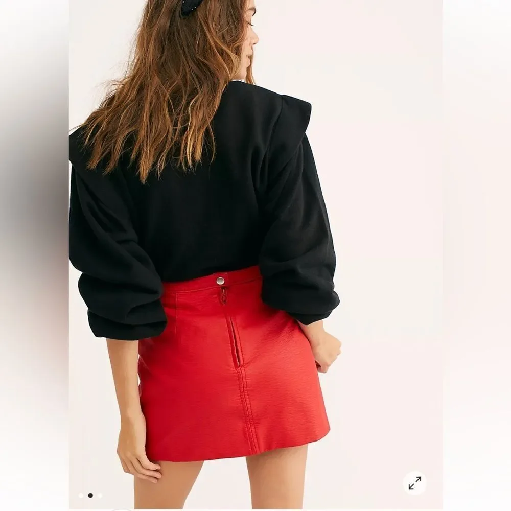 FREE PEOPLE vegan Leather Midnight Magic Skirt